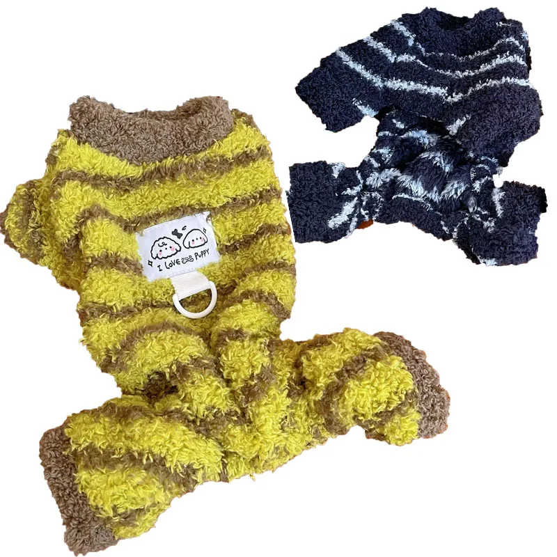 Mono de tiras para perros, mono de invierno para cachorros, ropa para mascotas de lana negra y verde, pijamas de manga larga para cachorros, chándal, monos XXL