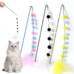 Palo de plumas con pompón para gatos – Juguete interactivo