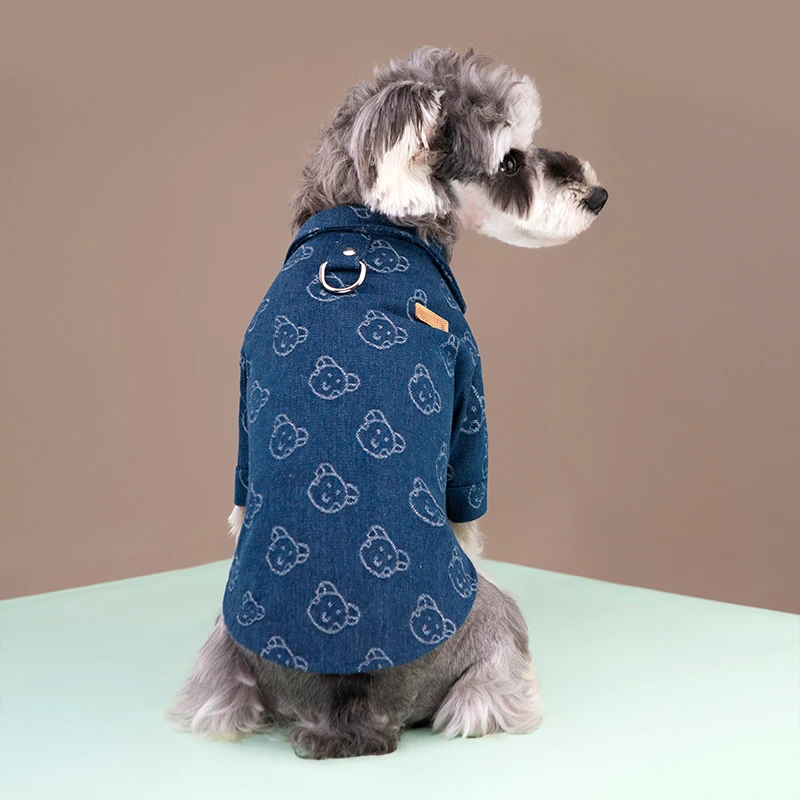 Camisa vaquera cálida para mascotas, chaqueta para perros pequeños y medianos, ropa para cachorros, Bulldog Francés, Chihuahua, caniche, suministros para mascotas, Invierno - imagen 2
