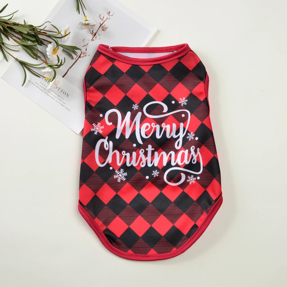 Ropa navideña con estampado de gato, camiseta transpirable suave y acogedora para gatitos, perros pequeños y medianos, bonito disfraz de chaleco para mascotas de Papá Noel - imagen 4