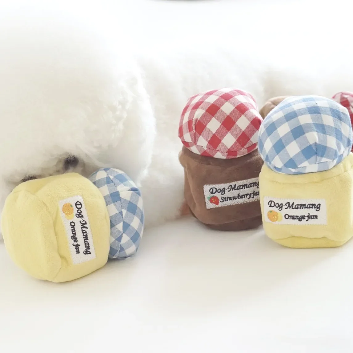 Lindo juguete de peluche de dibujos animados enlatados de mermelada para mascotas con sonido y comida oculta, comida lenta, BB llamado mascotas, cachorro, juguetes para perros pequeños - imagen 3