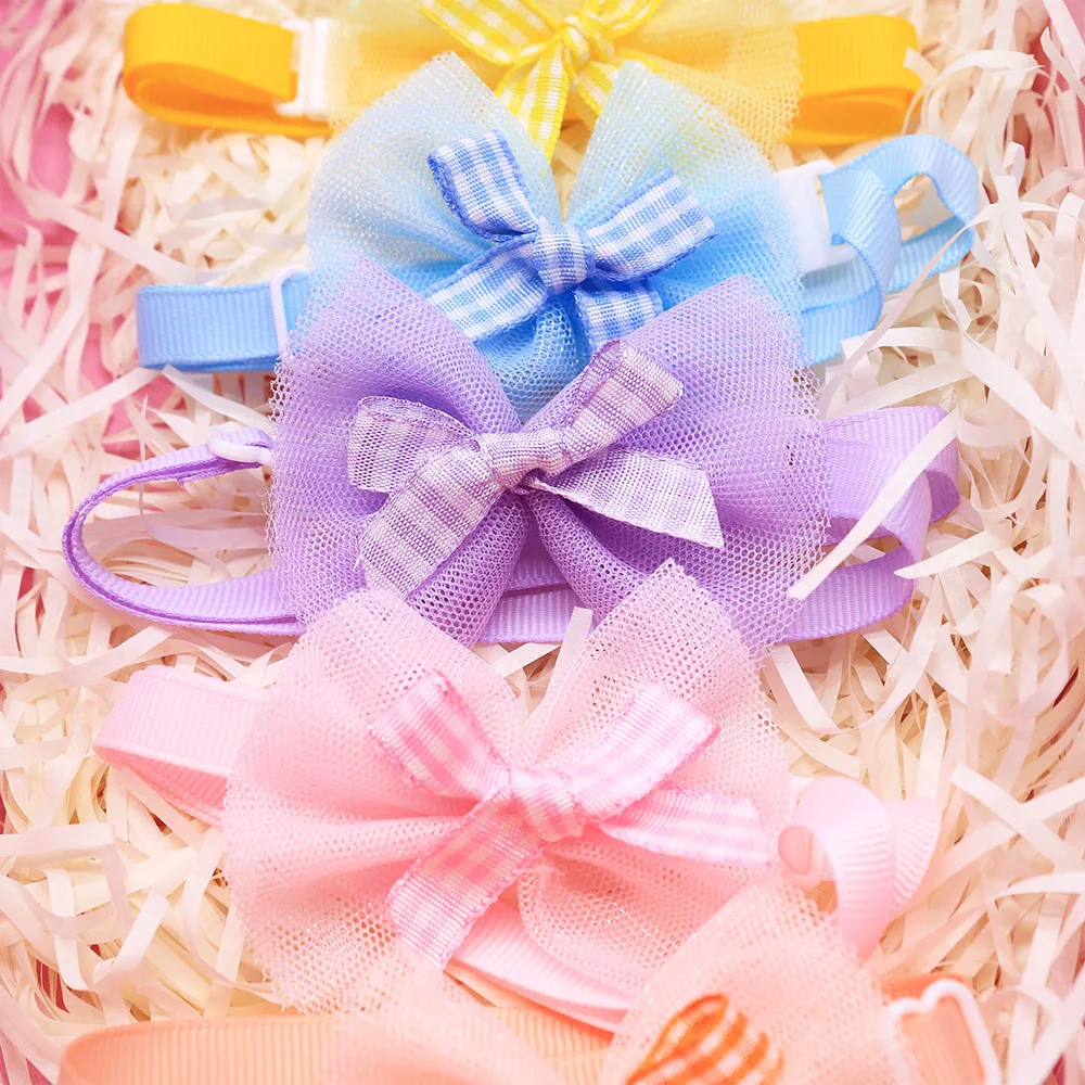 100 Uds pajaritas de encaje de moda para perro estilo a cuadros pajarita para perros pequeños y gatos corbatas ajustables para perros mascotas suministros para el cuidado de mascotas - imagen 4