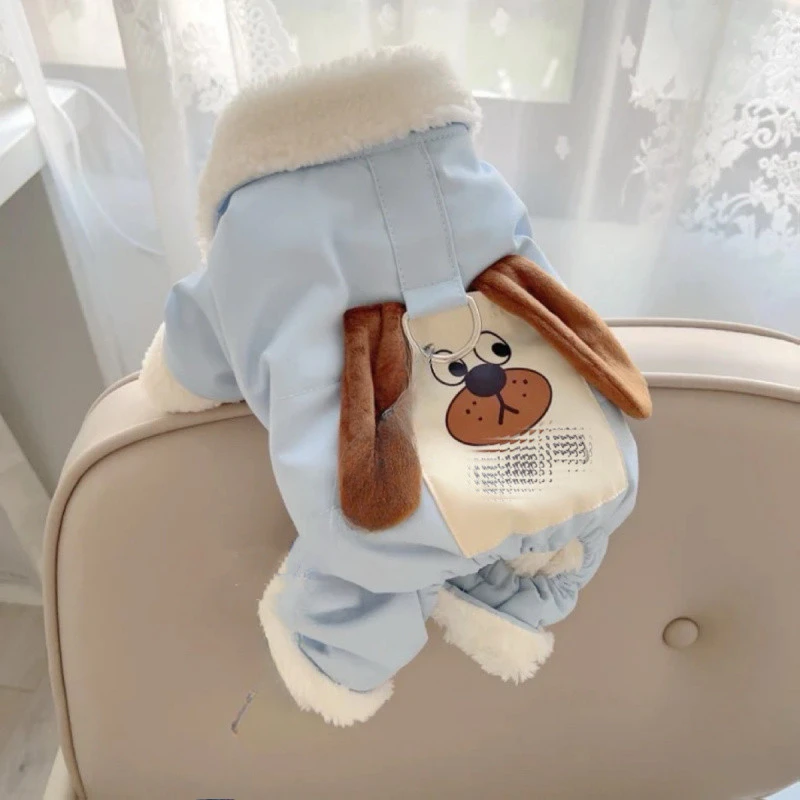 Mono de otoño e invierno para mascotas, bonito abrigo de cuatro patas, oso de peluche para mascotas, Schnauzer, ropa para cachorros, pijamas para perros, mono - imagen 2