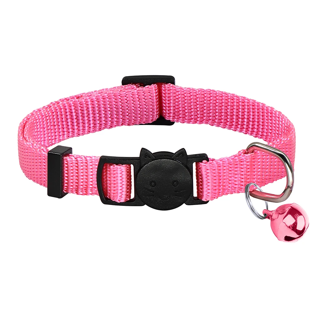 Collar de nailon de liberación rápida para gato, Collar ajustable con campana, accesorios para cachorros y gatos, color rosa - imagen 3