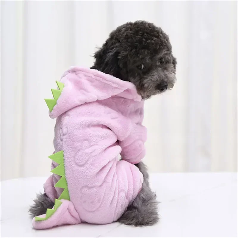 Abrigo cálido de invierno con forma de dinosaurio para perro, disfraz divertido para mascota, ropa para cachorros pequeños, Sudadera con capucha para perro, gato y gatito, suministros para mascotas, accesorios, 1 ud. - imagen 4