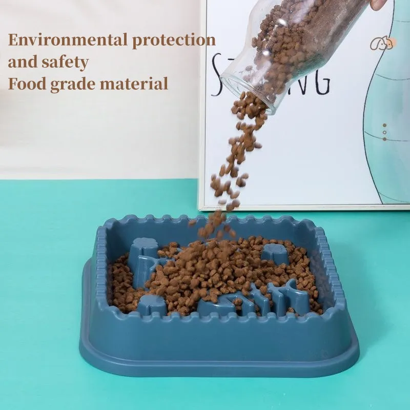 Cuenco de comida lenta para mascotas, cuenco cuadrado antiolpes para perros grandes, medianos y pequeños, cuenco de PP antideslizante de gran capacidad, suministro para alimentación de mascotas - imagen 3