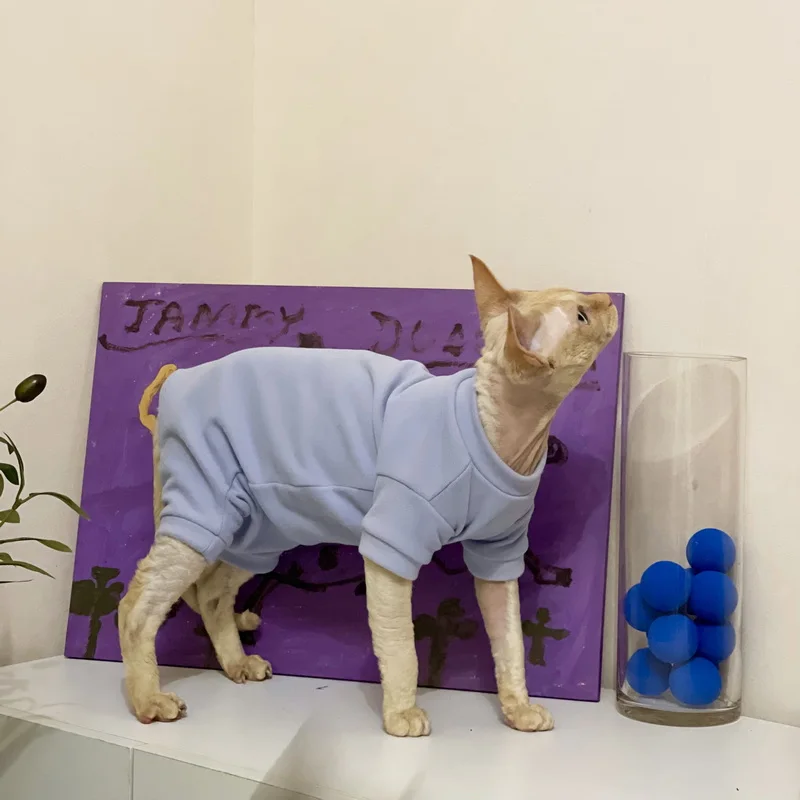 Sphynx-ropa de forro polar suave para gato, pijama cálido para mascota, mono con capucha, disfraces para esfinge - imagen 5