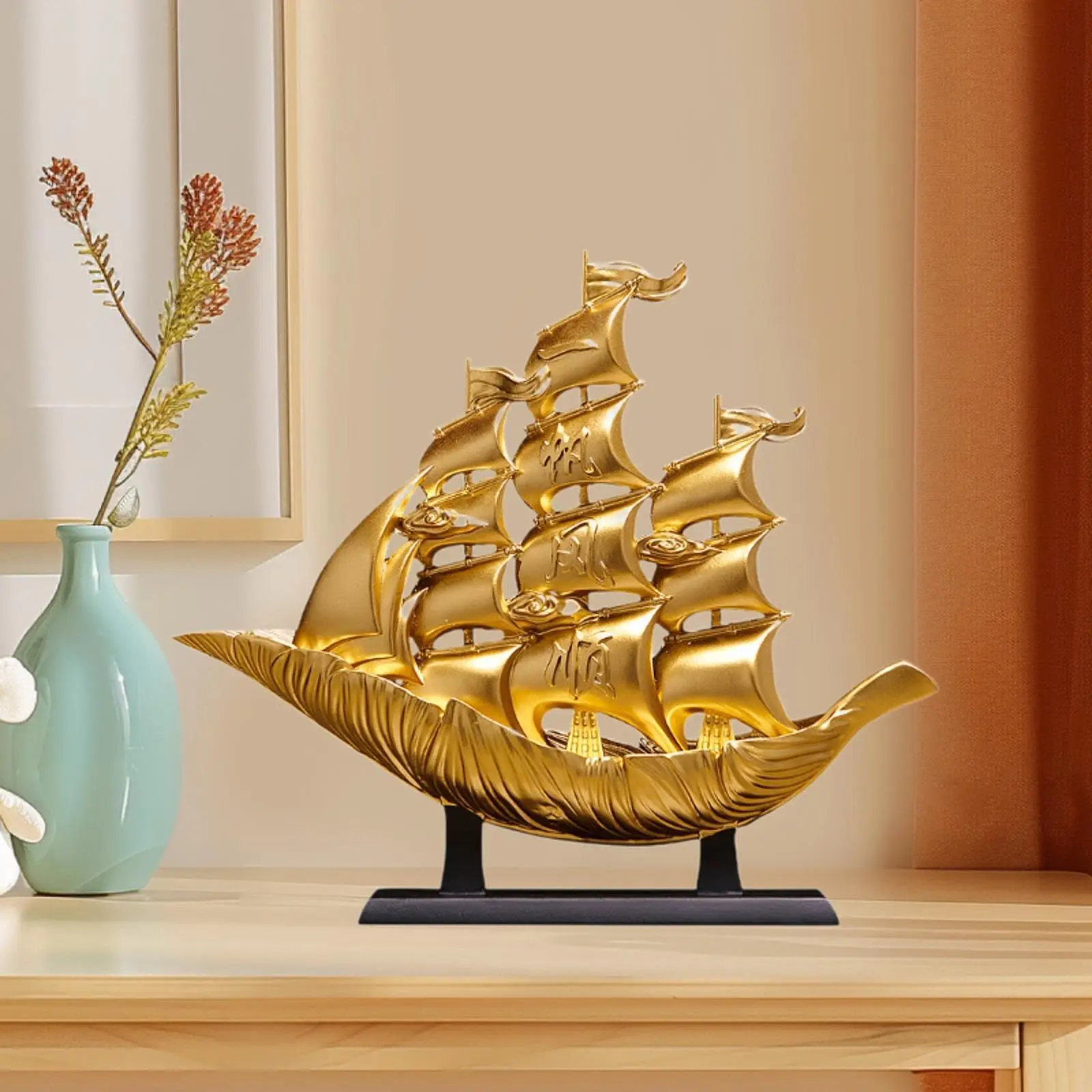 Sailing Boat Decor Artwork Bookshelf Anniversary Gift Sculpture Table Centerpiece Collectible Crafts Ornament Ship Model Decor