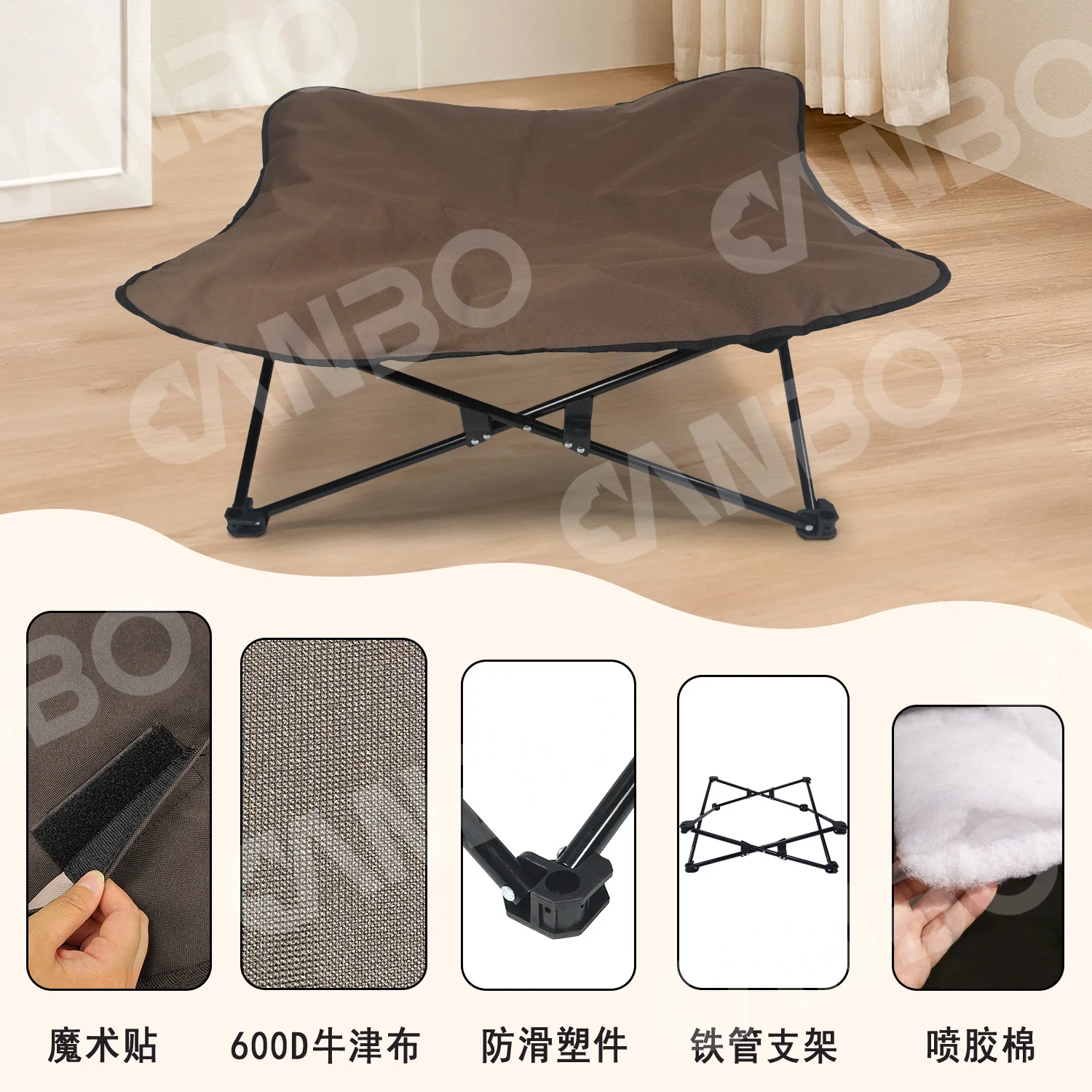 Cama elevada para perros de otoño e invierno, perrera de tubo de hierro extraíble para exteriores, cama de campamento para perros y mascotas, productos para mascotas - imagen 2