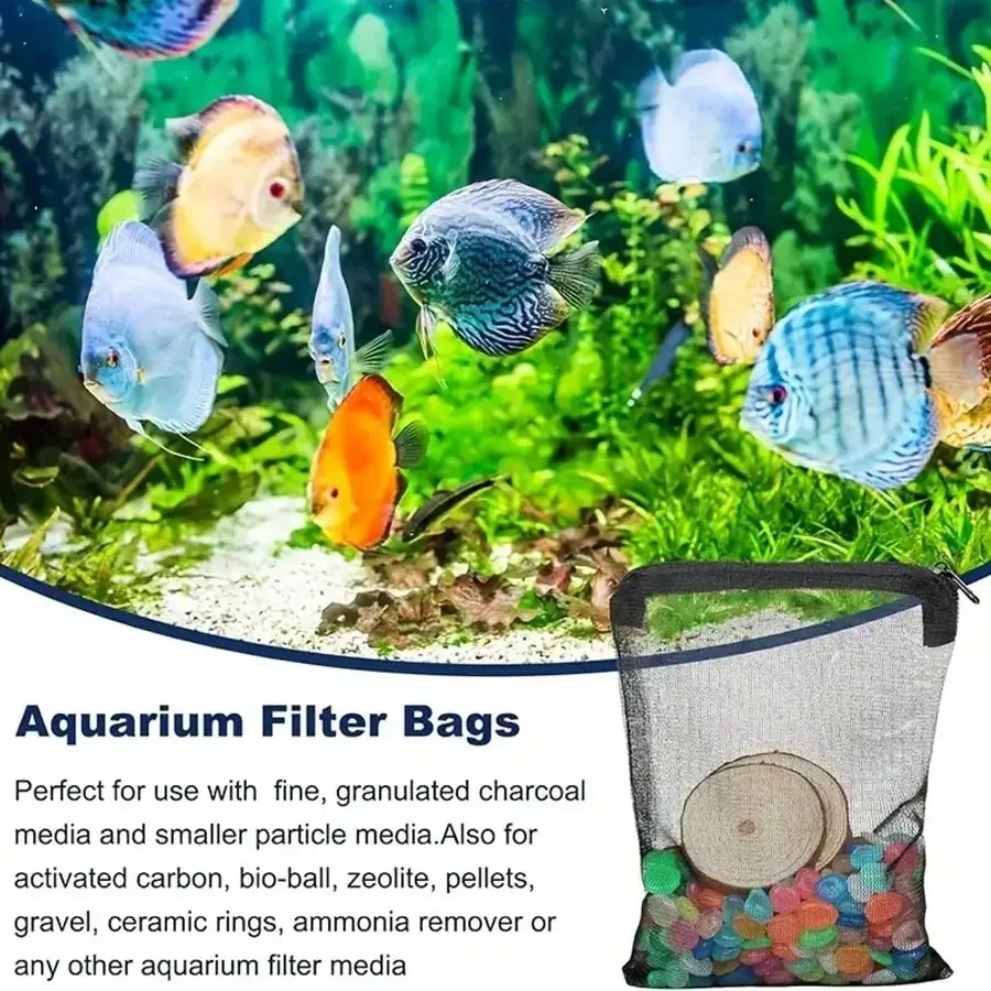Bolsas de malla negras con cremalleras para filtración acuario - imagen 3