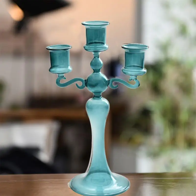 Portavelas de cristal de 3 brazos, centro de mesa para fiesta temática, decoración de comedor y cumpleaños - imagen 4