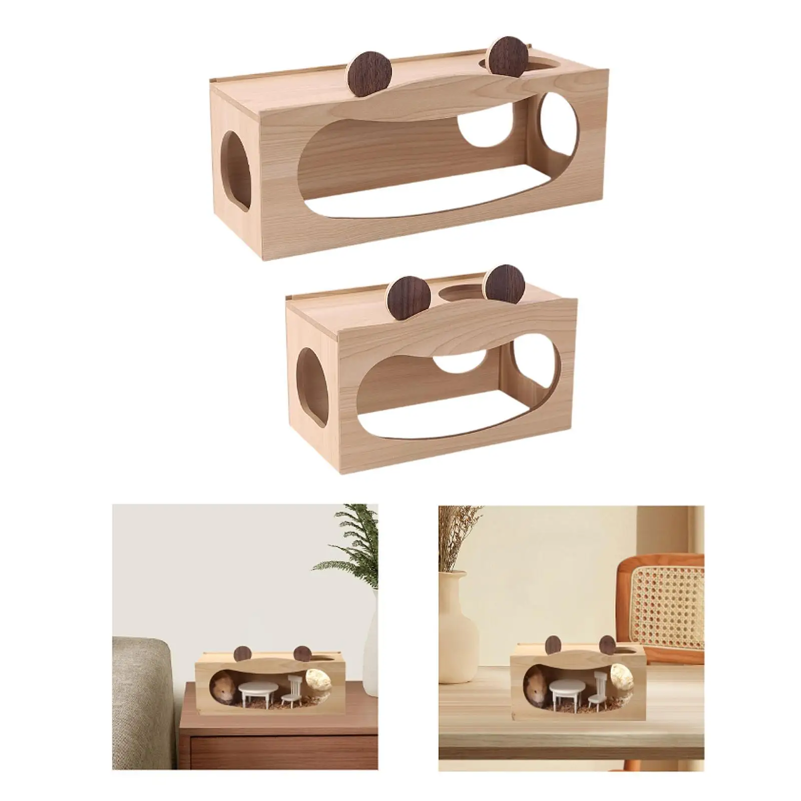 Hamster Wood House Hamster Hideout Hideaway Exploration Toy Cage Accessories for Chinchilla Gerbils Hamsters Small Pet