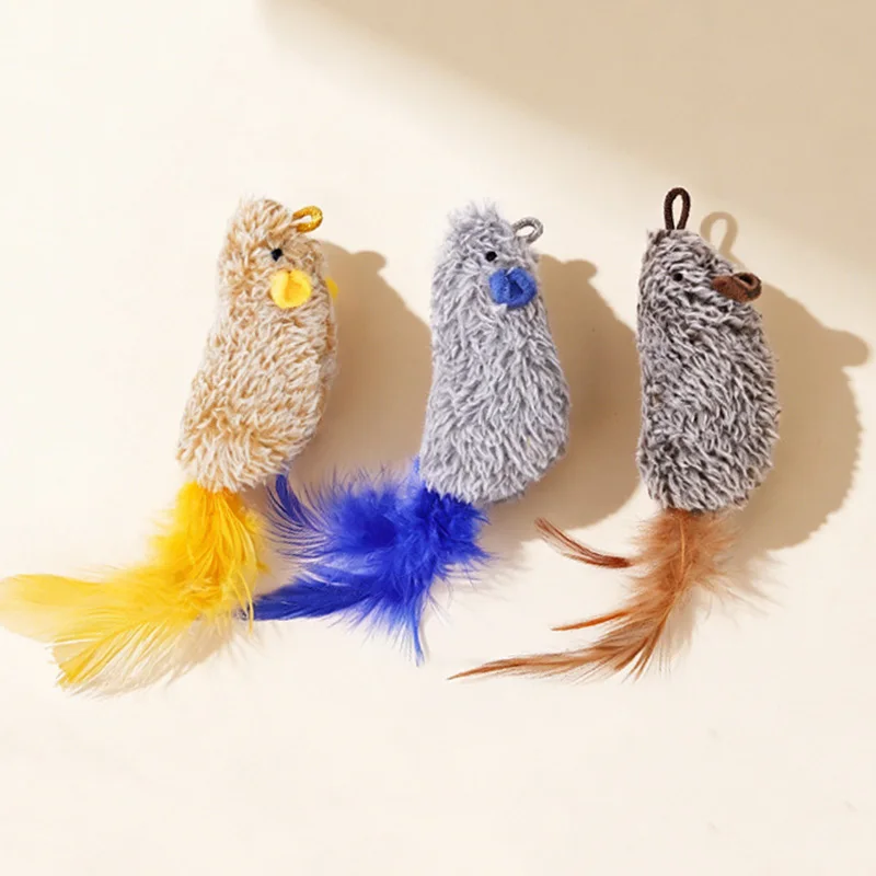 Juguete ratón chirriante para gatos – Peluche resistente a mordidas