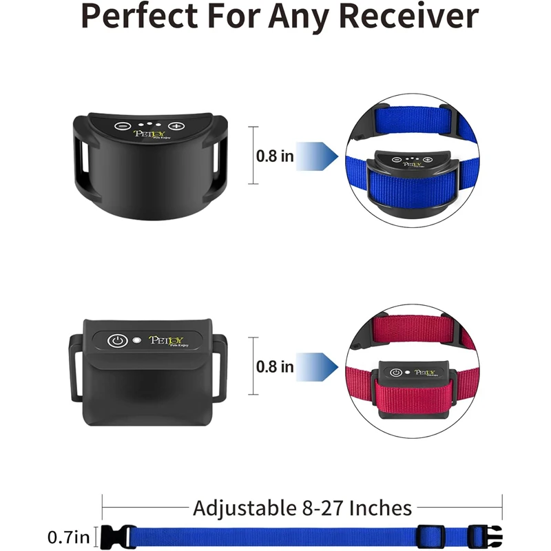 Collar de nailon de repuesto para Collar de entrenamiento de perros, collares de choque, correa ajustable para Collar de perro de 8-27 pulgadas (paquete de 2) Collar para mascotas - imagen 3