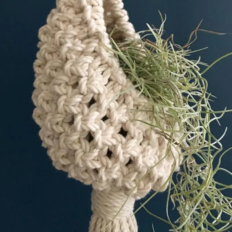 Colgador de macramé para plantas, soporte rústico para macramé, borla hecha a mano, exhibición de piña, macetero de pared, soporte para flores - imagen 2