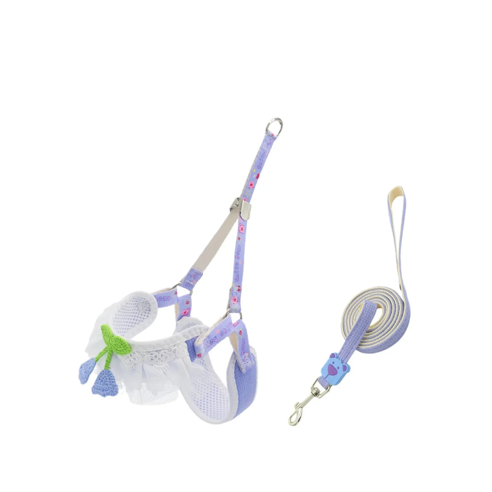 Correa para perro, cachorro, cereza, doble pecho, espalda, perros Pomerania, caminando, correa para perro de peluche pequeño, Collar, arnés para perros pequeños - imagen 5