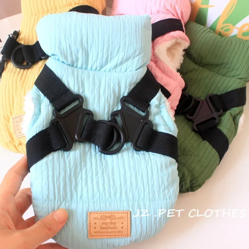 Abrigo plisado de terciopelo con cuello alto para mascotas, parkas para perros y gatos, chaleco, ropa para gatos, más cálida que osos, ropa de invierno para perros pequeños - imagen 2