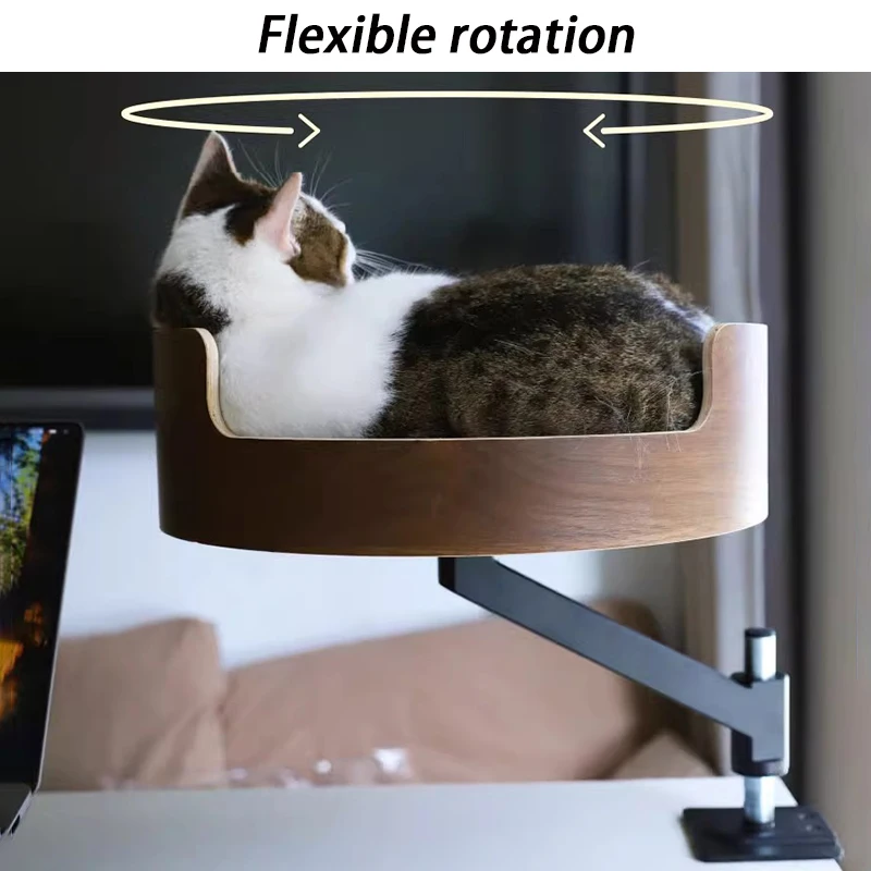 Nido para gatos de escritorio de oficina, elevación ajustable 360 °   Cama giratoria para gatos, estera para mascotas, hamaca, escritorio, nido flotante para gatos, suministros de marco de escalada - imagen 2