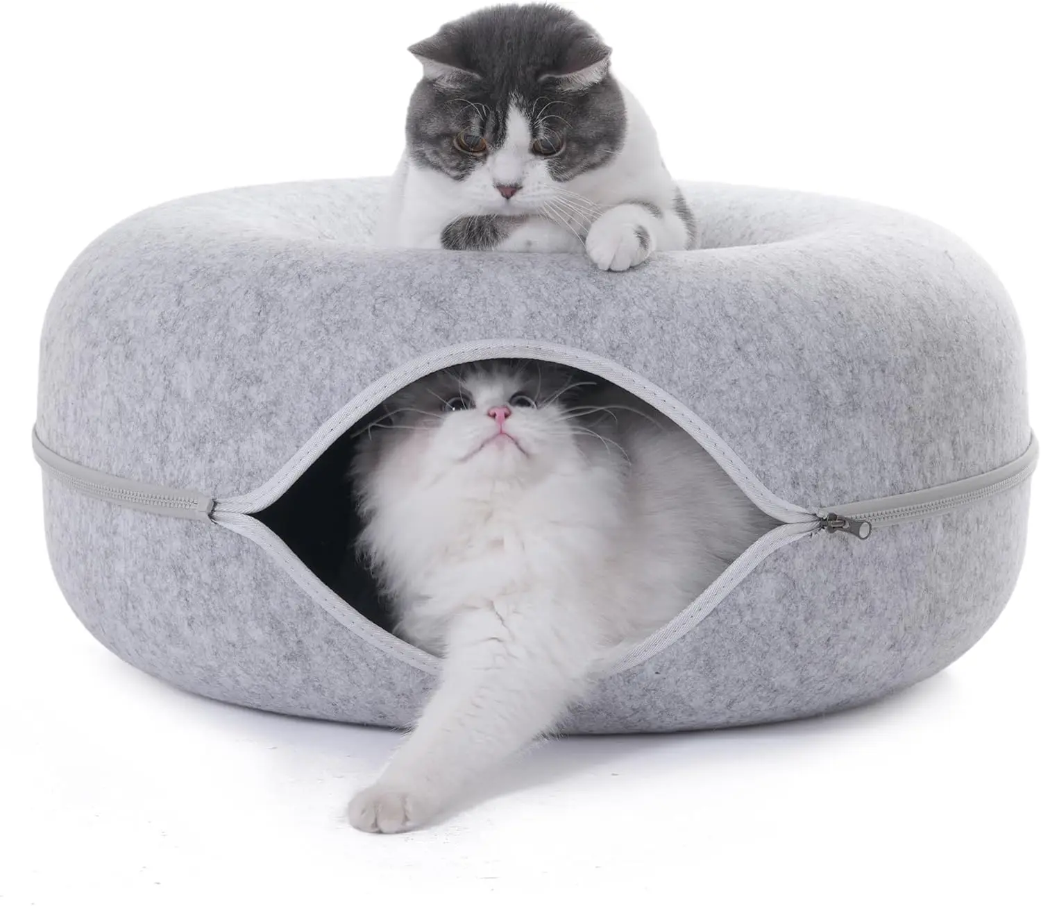 Túnel interactivo Donut para gatos – juguete y cama doble uso