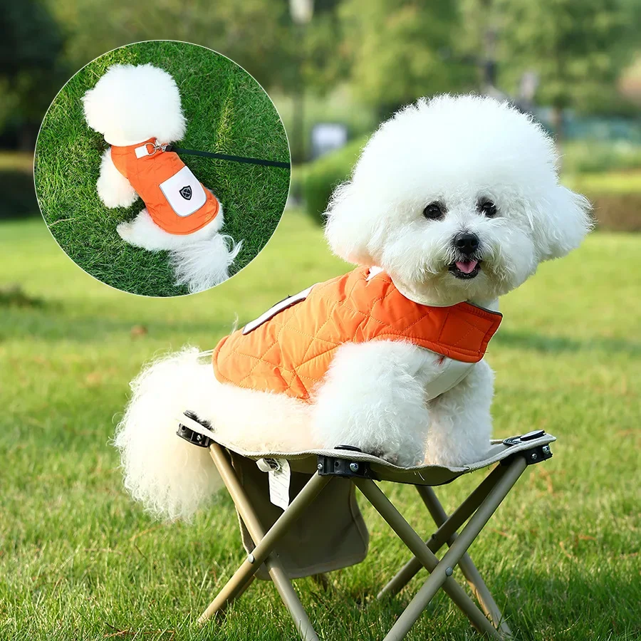 Perro Otoño Invierno pecho espalda chaleco con bolsillos grandes ajustables oso de peluche nueva chaqueta de invierno para perros ropa para cachorros para perros pequeños - imagen 2