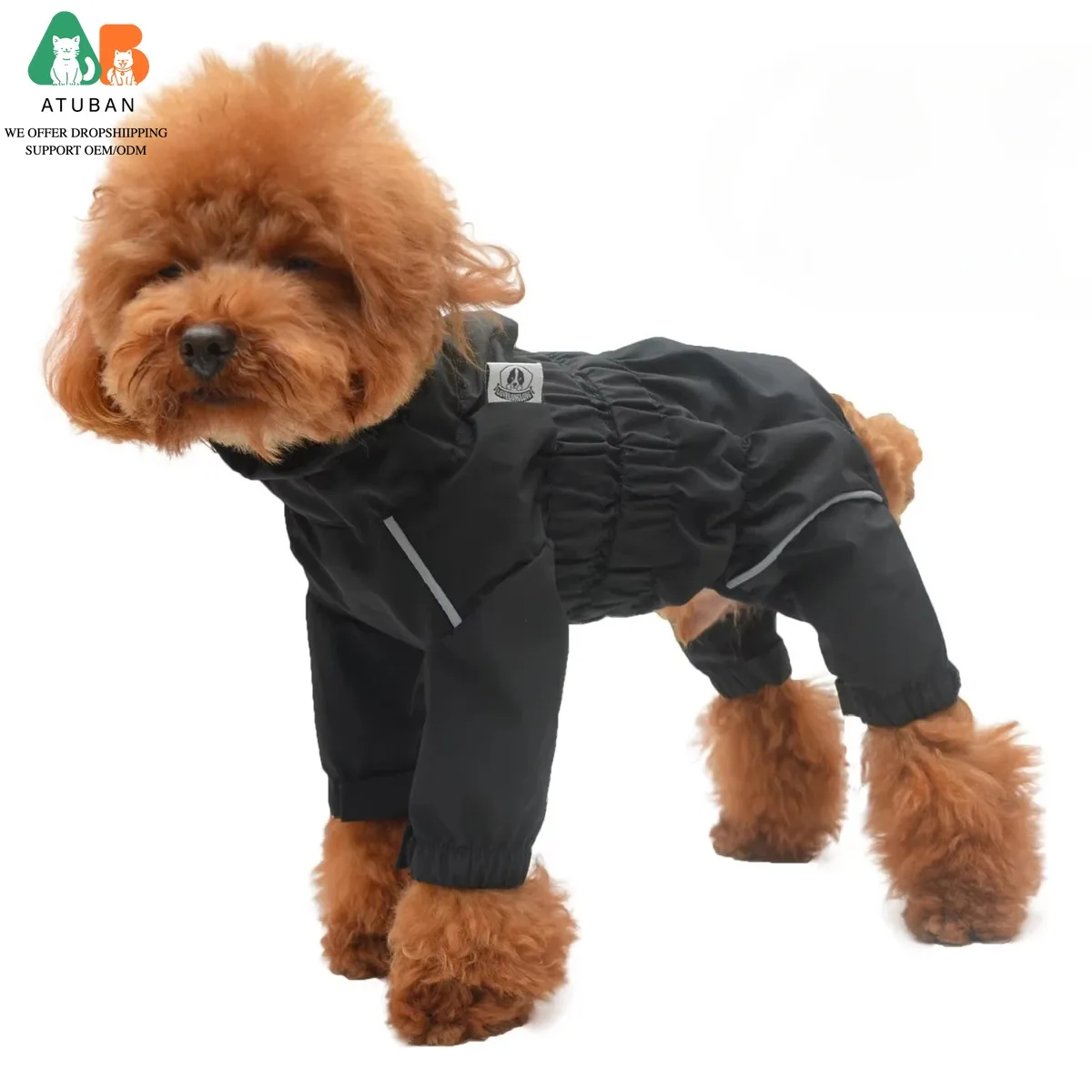 ATUBAN Chaqueta impermeable, impermeable reflectante ligero de seguridad para perros, chaleco para perros a prueba de viento y nieve para pequeños, medianos y grandes