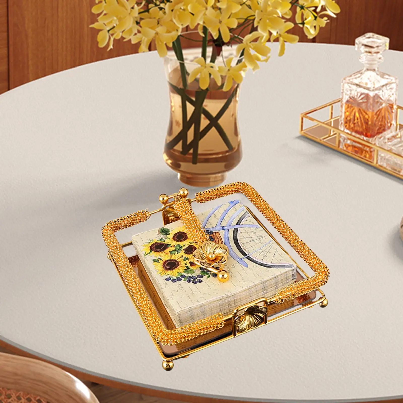 Servilletero dorado de aleación para mesa cocina y comedor - imagen 5