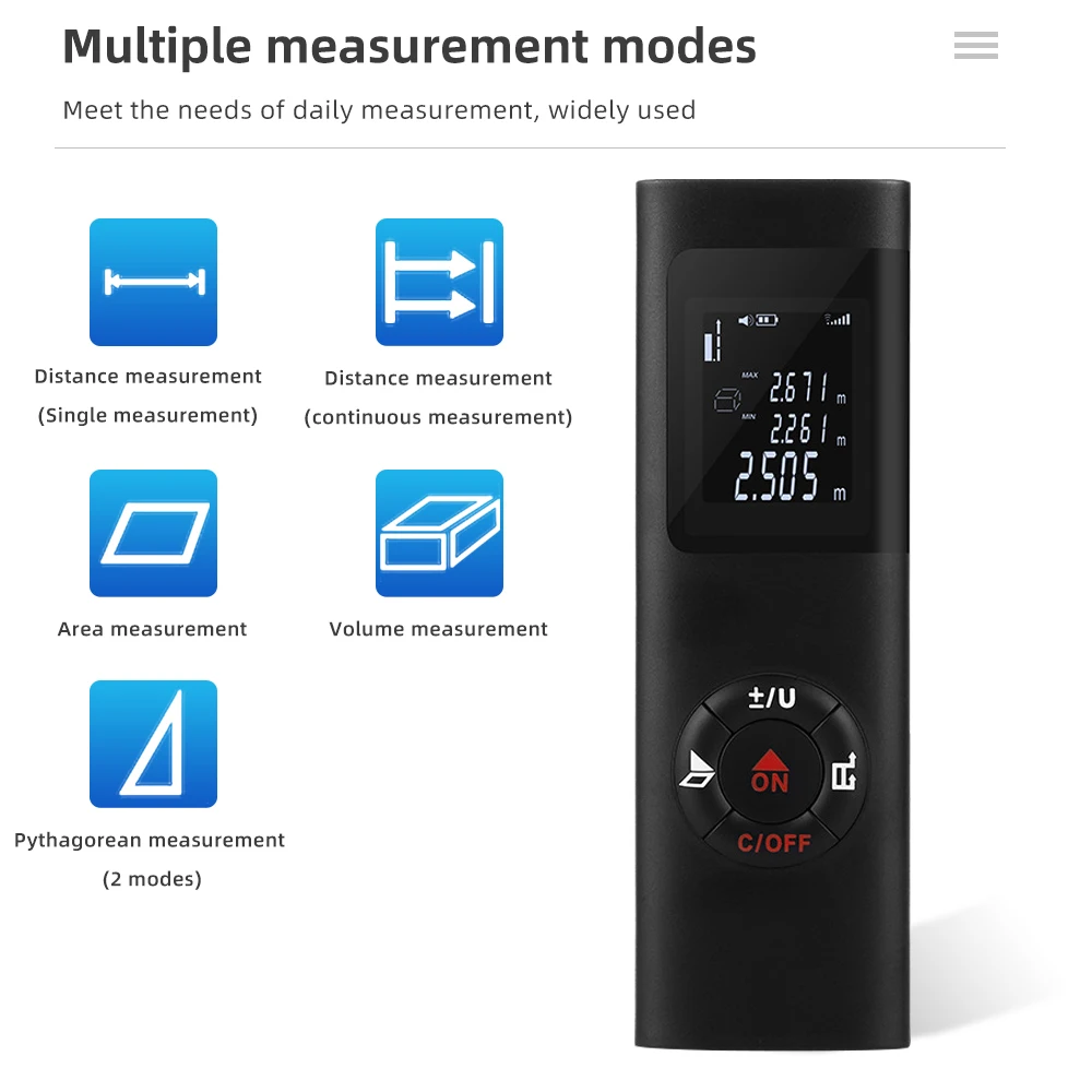 Medidor de distancia láser de 40M telémetro portátil carga USB herramientas de medida láser Trena telémetro Digital con medida de ángulo - imagen 3