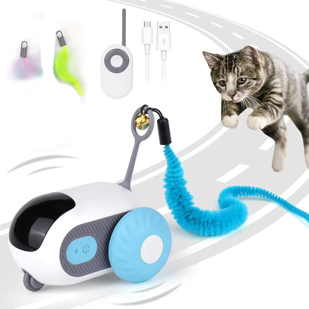 Smart Cat Toy 2 Modes Automatic Moving Remote Controlled Toy Car for Cats Dogs Interactive Playing Kitten Training Pet Supplies - imagen 2