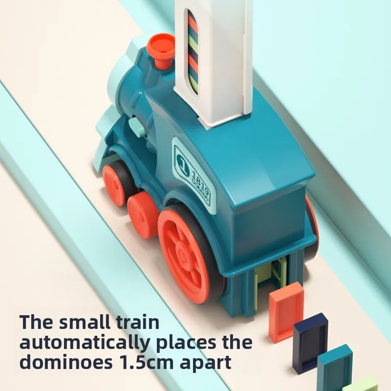 Tren dominó eléctrico con coche y bloques – Juguete educativo infantil - imagen 4