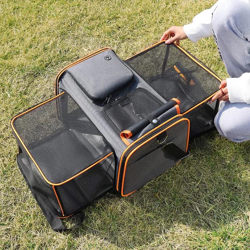 Bolsa para gatos plegable de gran capacidad para exteriores, bolso portátil para mascotas, bolsa cruzada Diagonal transpirable para gatos y perros - imagen 5