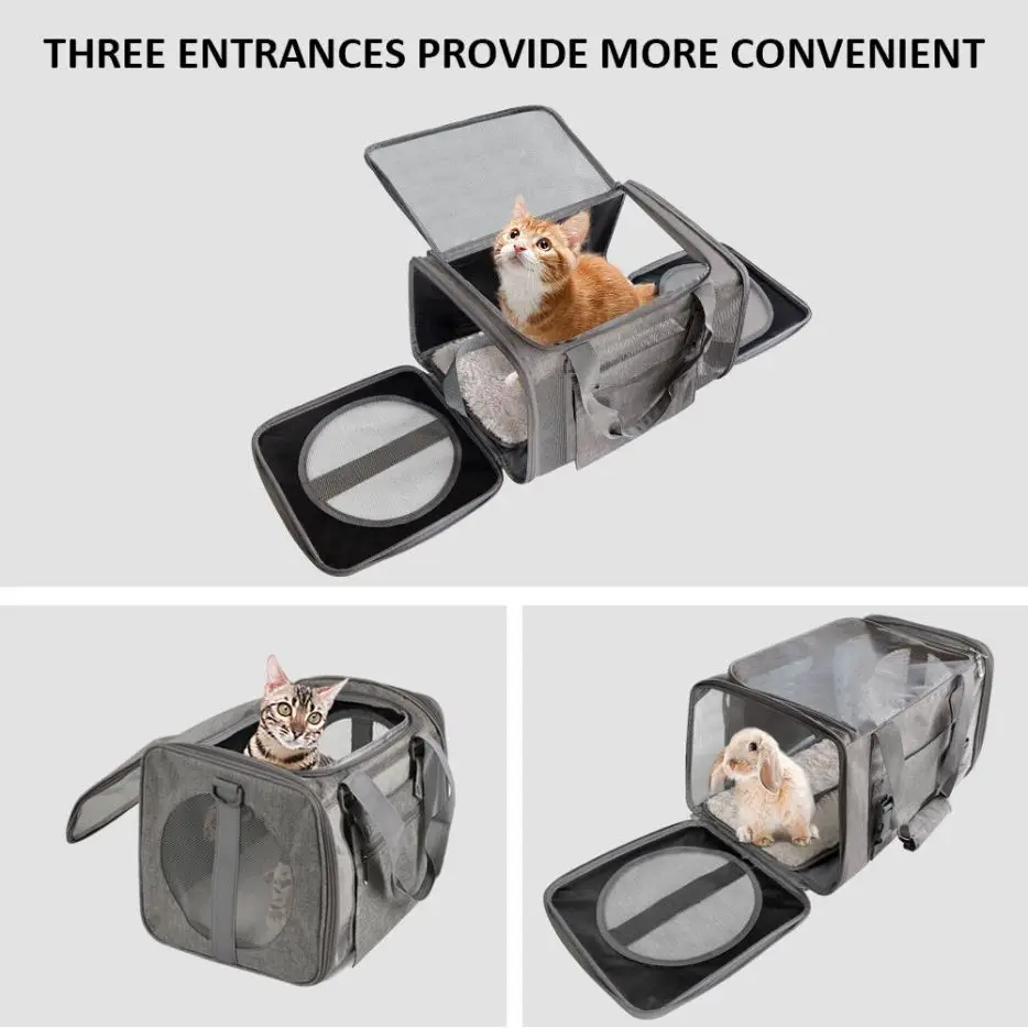 Mochila transportadora de mascotas de malla transpirable Diseño de lado suave para perros y gatos Bolsa de viaje para mascotas salientes Seguro y cómodo - imagen 5
