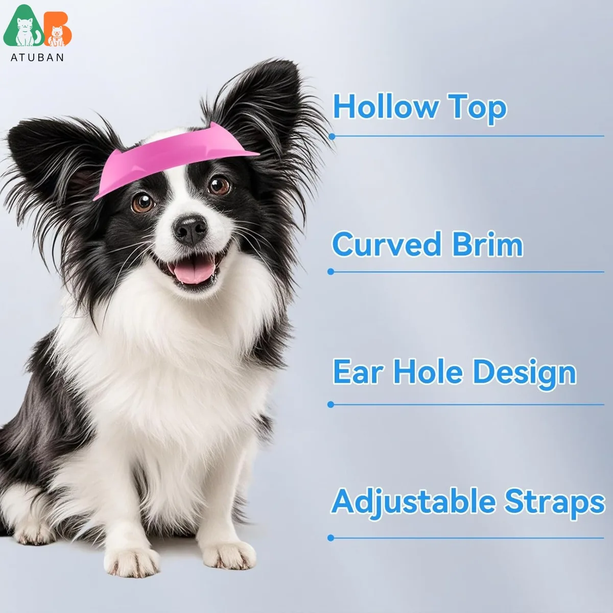 ATUBAN Sombrero para Perros S/M, Sombreros para el Sol para Perros Agujeros para las Orejas, Visera para Perrito Ajustable Deporte al Aire Libre Sombrero de Playa de Verano Gorra de Béisbol Transpirable - imagen 5