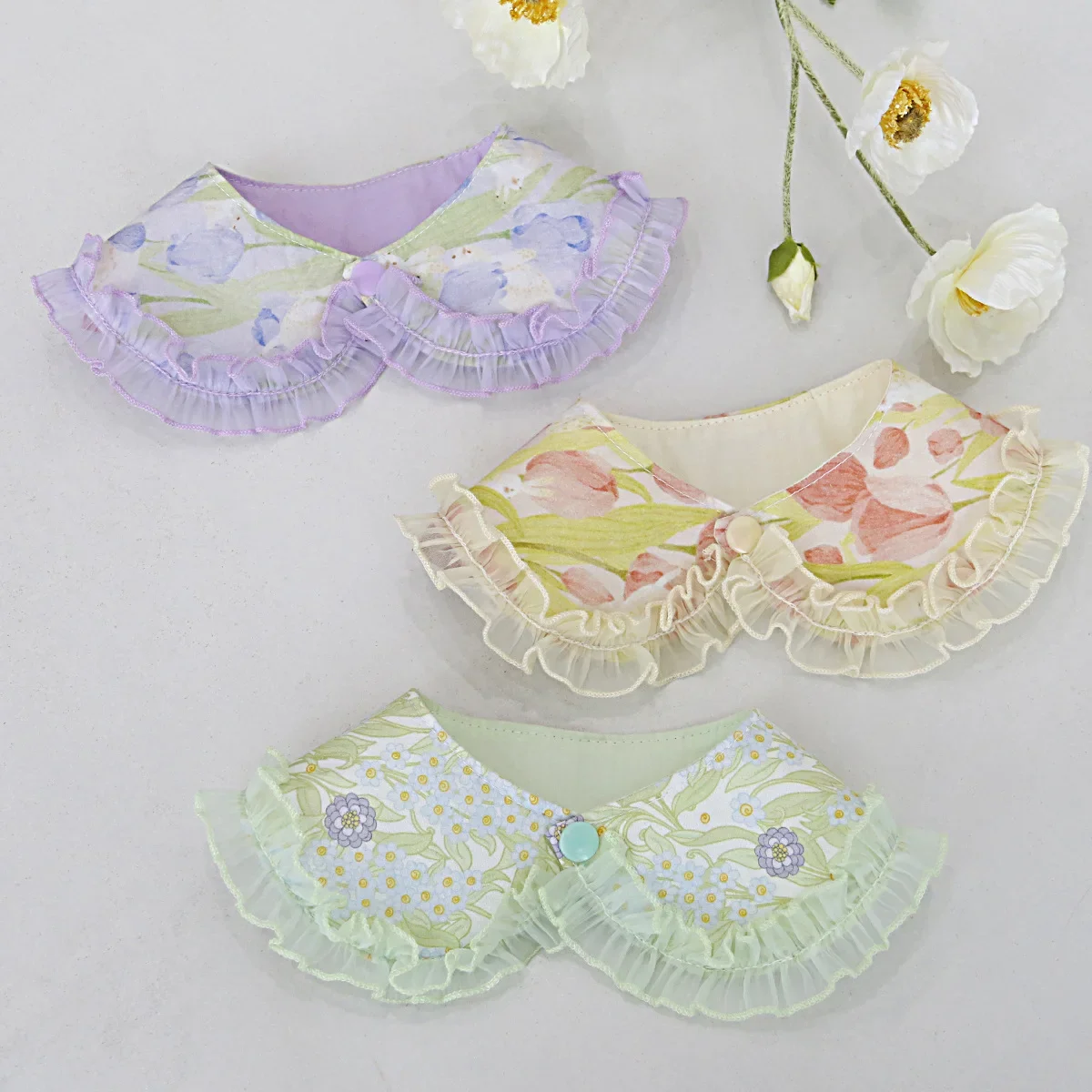 Traje de verano para mascotas, cuello falso fino, babero de encaje Floral, accesorio de peluche para perros pequeños, Collar para gatos, accesorios para cachorros - imagen 4
