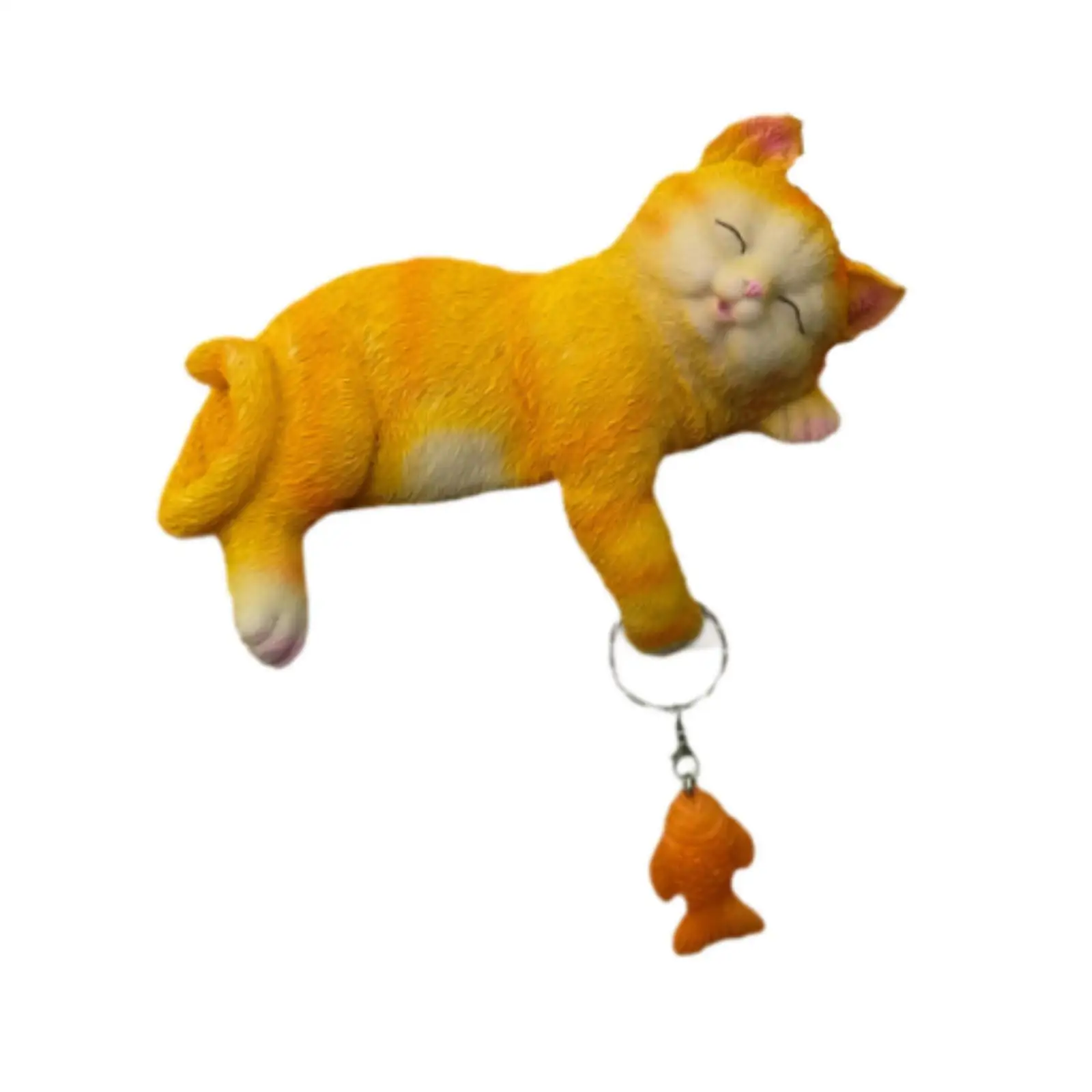 Sleeping Cat Garden Statue Lawn Ornament Indoor Animal Sculpture Resin Kitty Figurine for Outside Porch Flowerbed Party Planter