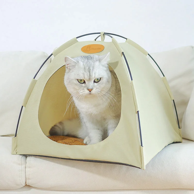 Cama de lona impermeable para mascotas, casa cerrada, cómoda, perrera portátil desmontable, nido para mascotas, suministros para arena al aire libre - imagen 2