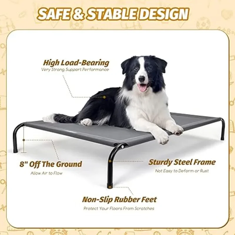 Cama elevada para mascotas, cama elevada plegable extraíble para perros, tela de malla transpirable, lavable, para exteriores, perrera para acampar, hamaca para perros - imagen 3