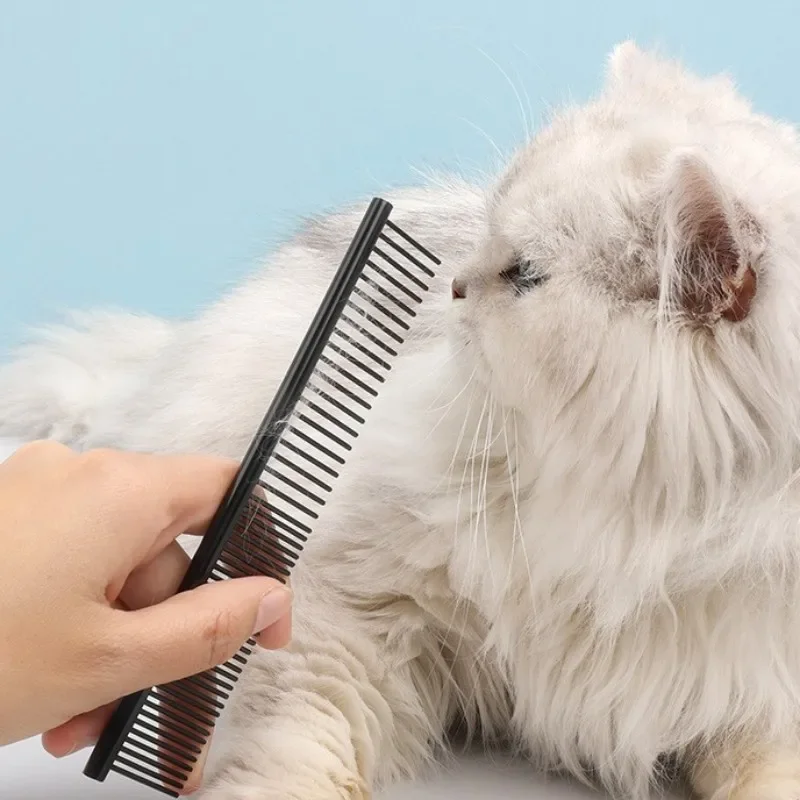 Peine de acero inoxidable para perros y gatos, peine recto con apertura de nudo, removedor de pelo, cepillo de masaje, suministros para mascotas - imagen 3