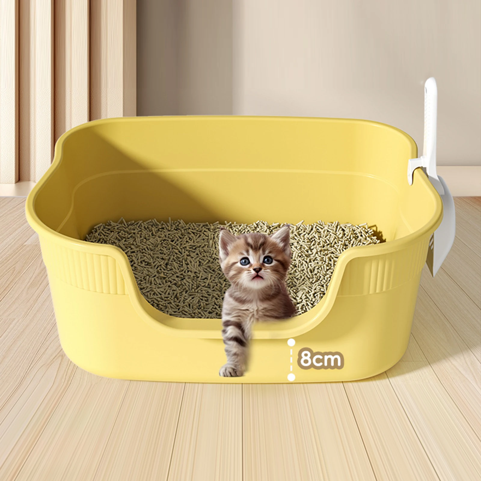 Caja de arena semicerrada para gatos con pala y antisalpicaduras - imagen 5