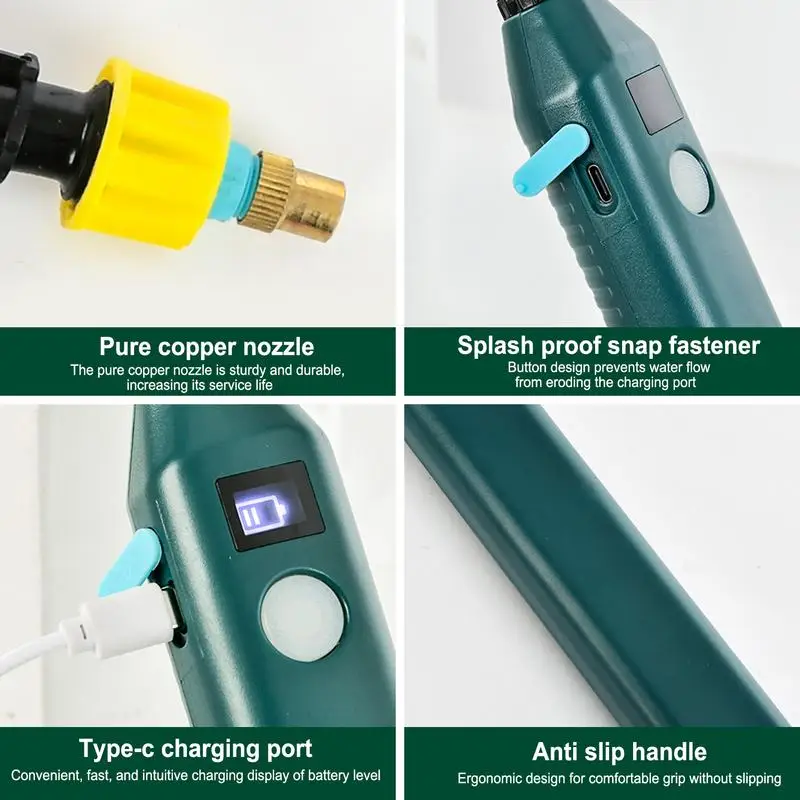 Pulverizador de jardinería eléctrico portátil, herramienta de riego, recargable por USB, para plantas de patio - imagen 2