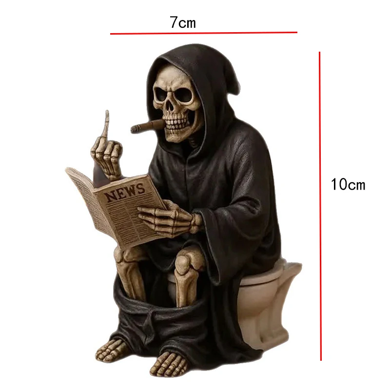 Estatua de la muerte del inodoro del dedo medio, adornos de resina para decoración de jardín y oficina, estatuilla de la muerte, adornos artesanales, decoraciones de Halloween