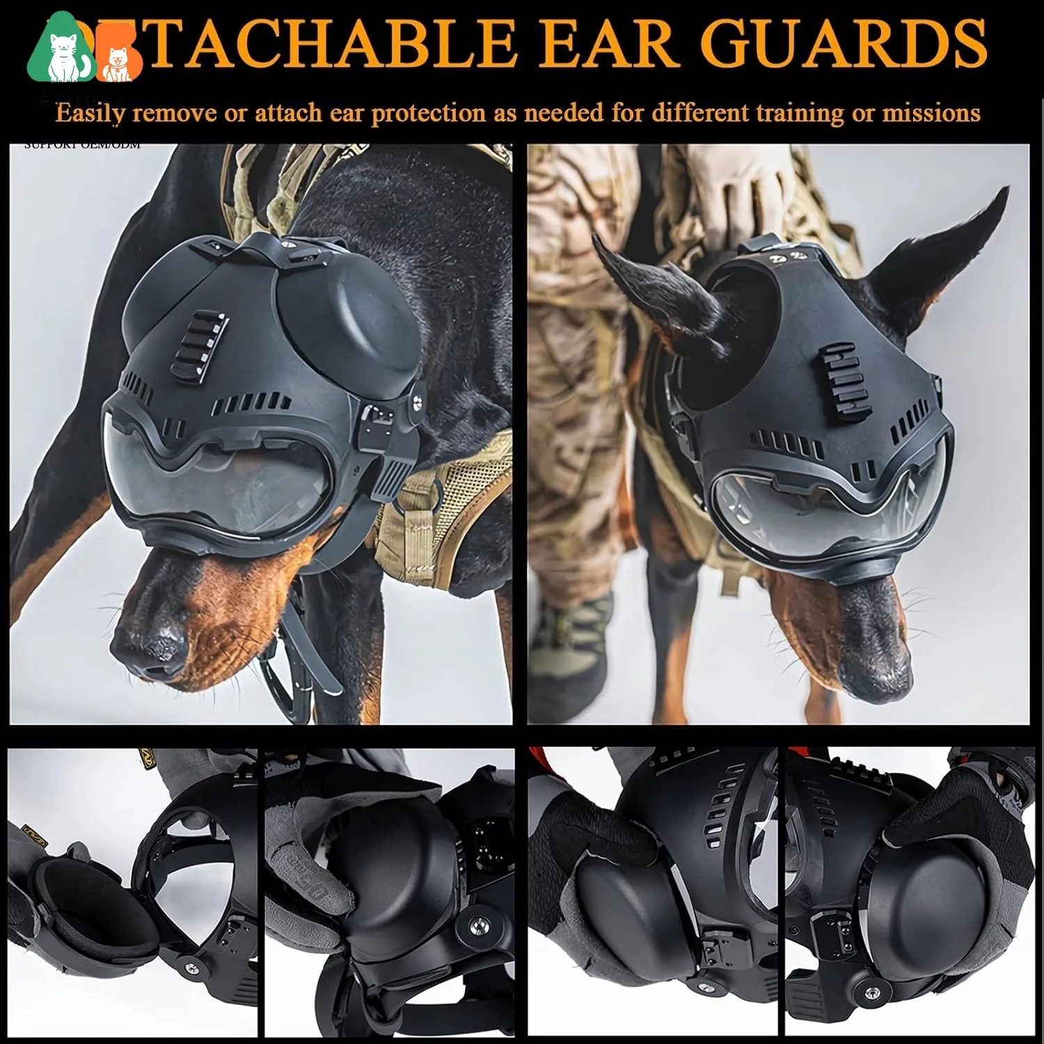 Casco para perros con protector de orejas – Pastor Alemán y Malinois - imagen 5