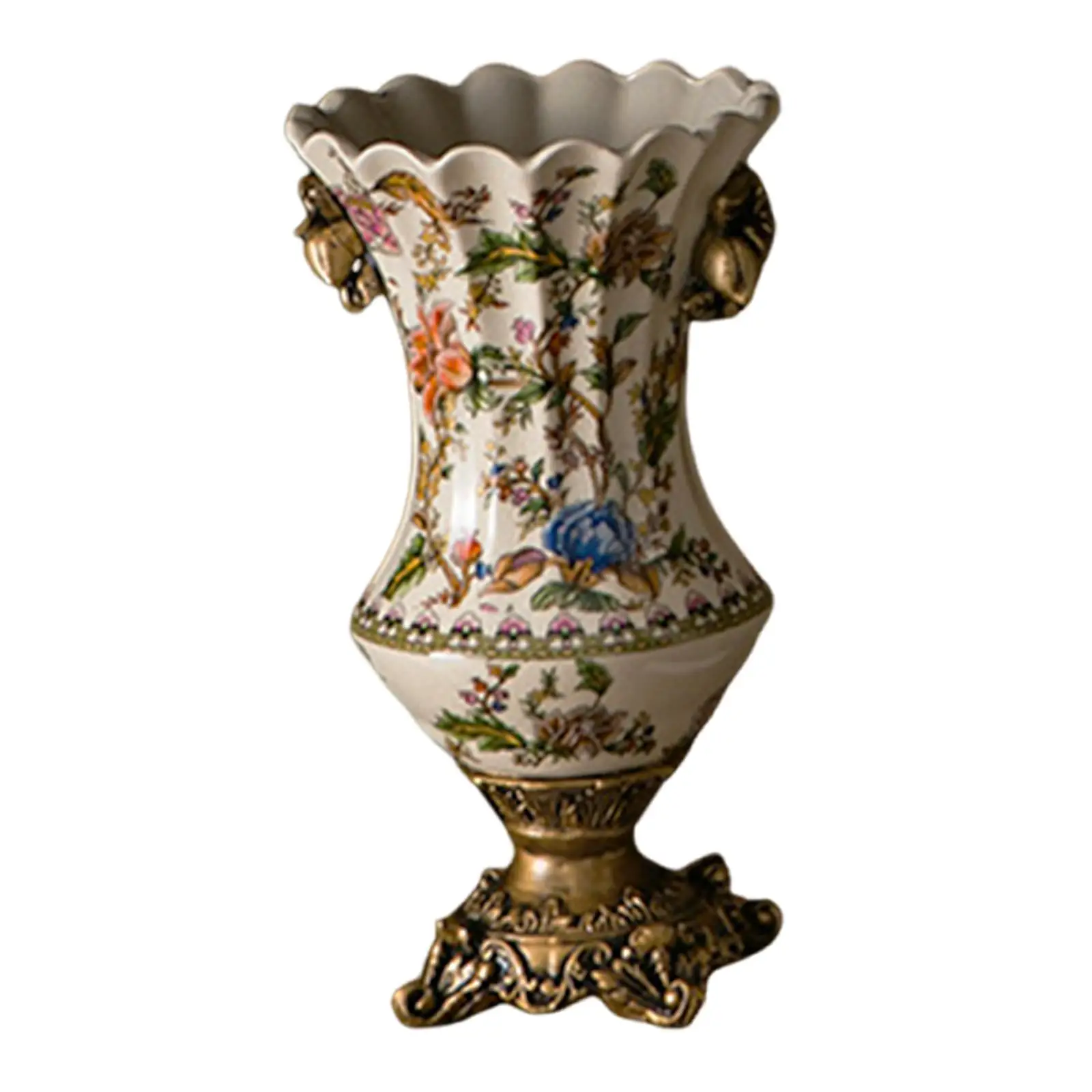 Ceramic Flower Vase American Retro Flower Painting Ice Cracked Tabletop Ornament for Coffee Table Office Party Desk TV Cabinet