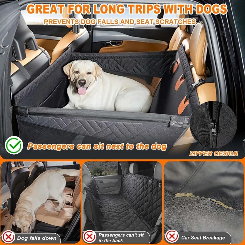 Extensor de asiento trasero para portador de perros, funda impermeable para asiento de coche para perros, cama para mascotas, hamaca para coches con bolsillo de almacenamiento - imagen 5
