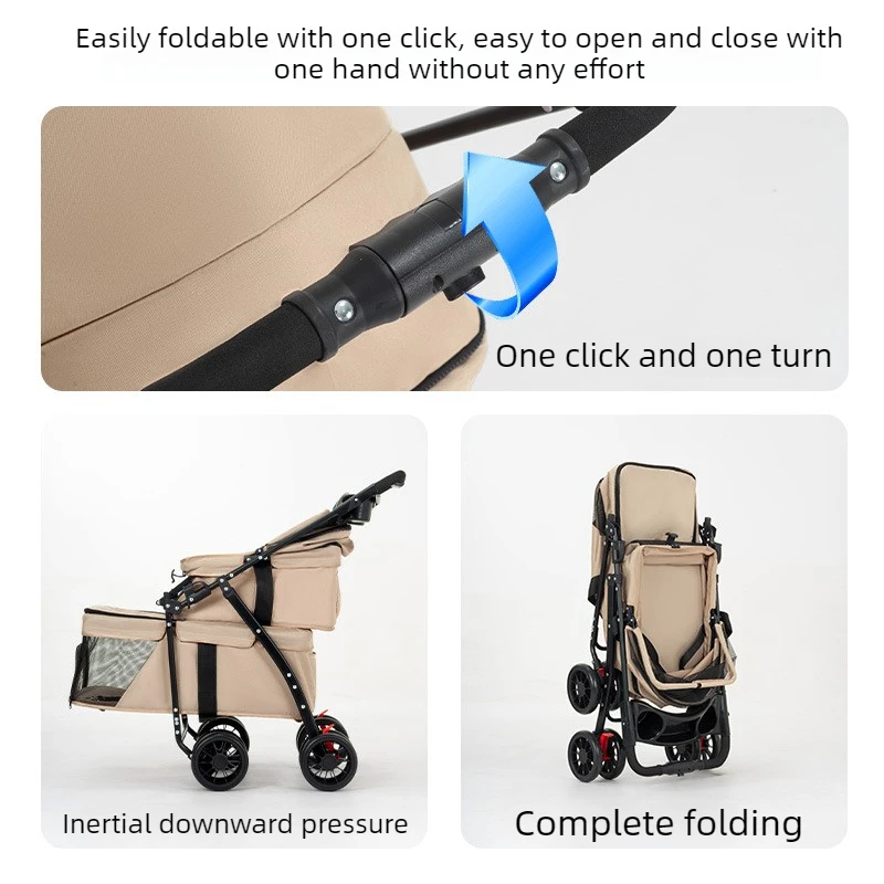 Carrito de paseo plegable para gatos y perros pequeños domésticos - imagen 4