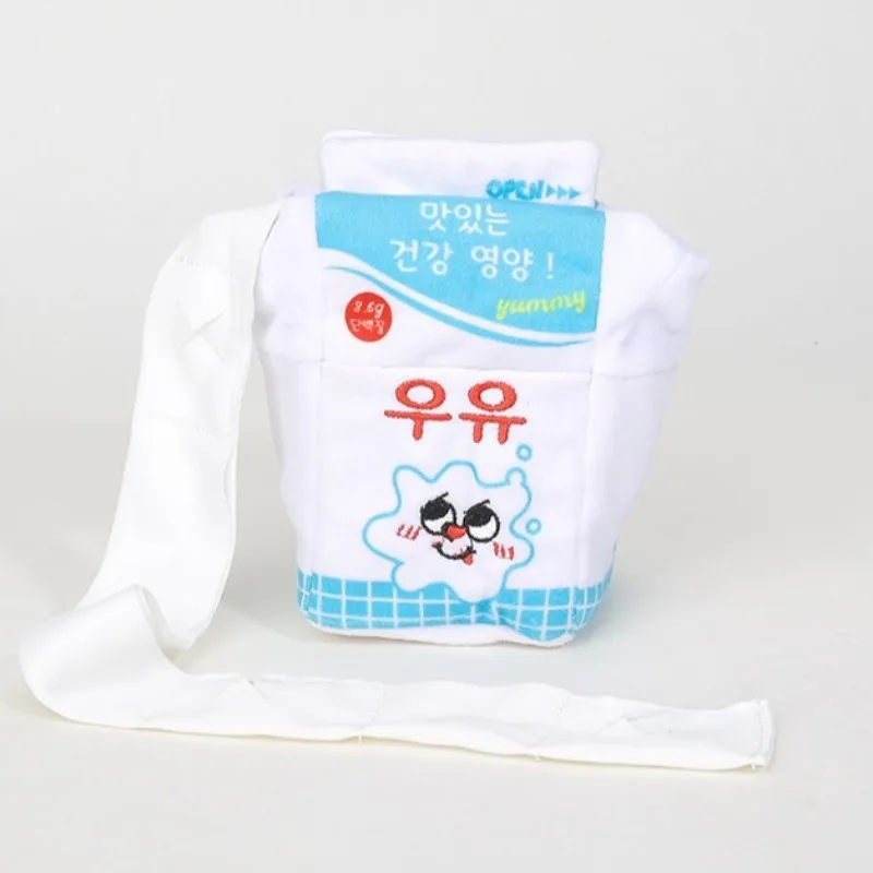 Juguete de peluche de leche para perros Ins, papel higiénico de simulación, juguete para mascotas, traje para recoger caca, juguete para perros, gato, comida oculta, chirrido, suministros interactivos - imagen 4
