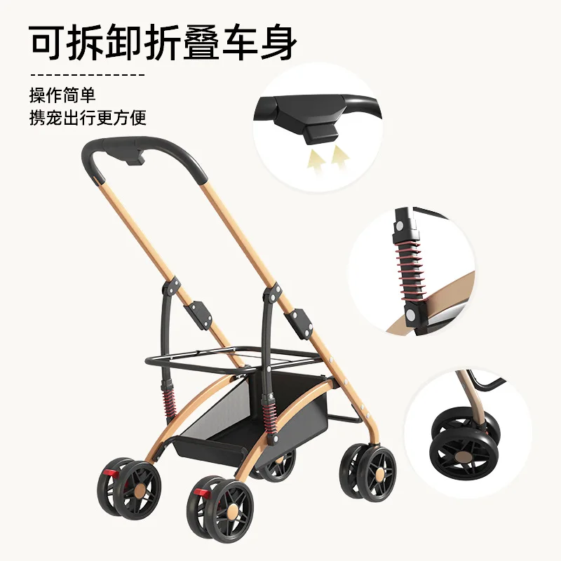 Cochecitos para mascotas, carrito para mascotas, carrito Separable para perros y gatos, suministros plegables ligeros y separados, productos para perros y gatos - imagen 2