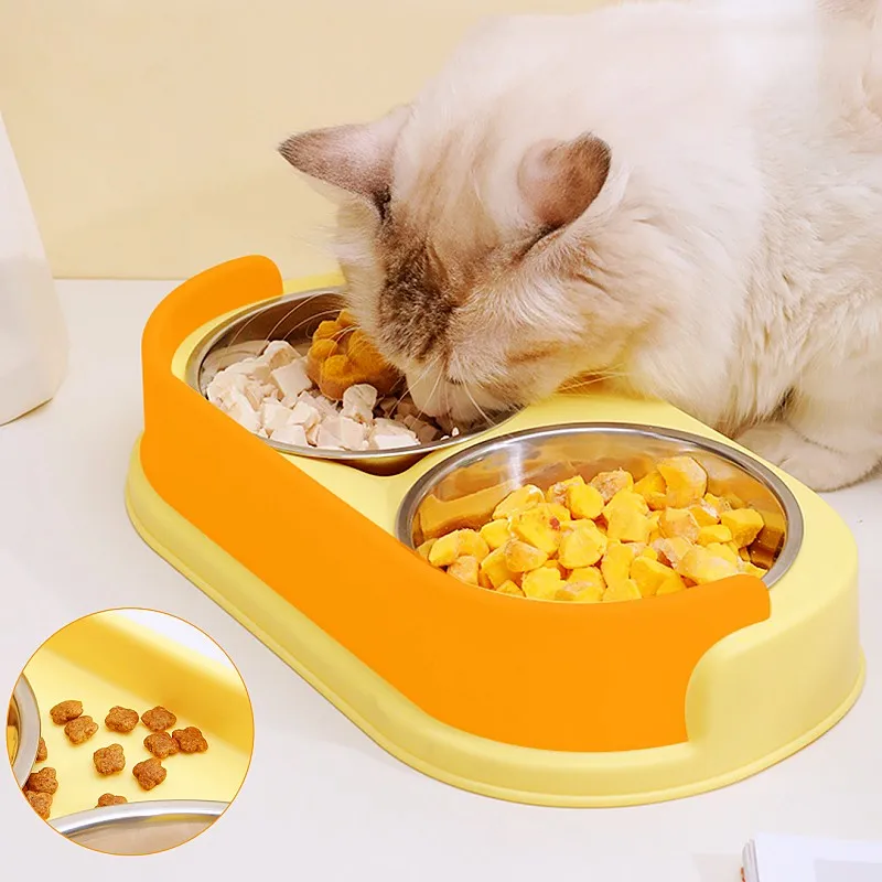 Cuenco para perros, cuenco de comida para perros de acero inoxidable, cuencos dobles para alimentación de perros, Protector de cuello, alimentador para mascotas, alimentador desmontable, cuencos de agua para gatos - imagen 3