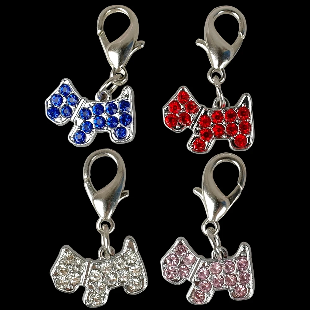 Colgante de 24 piezas para perro, colgante de etiqueta para Collar de perro, colgante de diamantes de imitación ostentosos, con forma de corona de hueso de pata de corazón - imagen 4