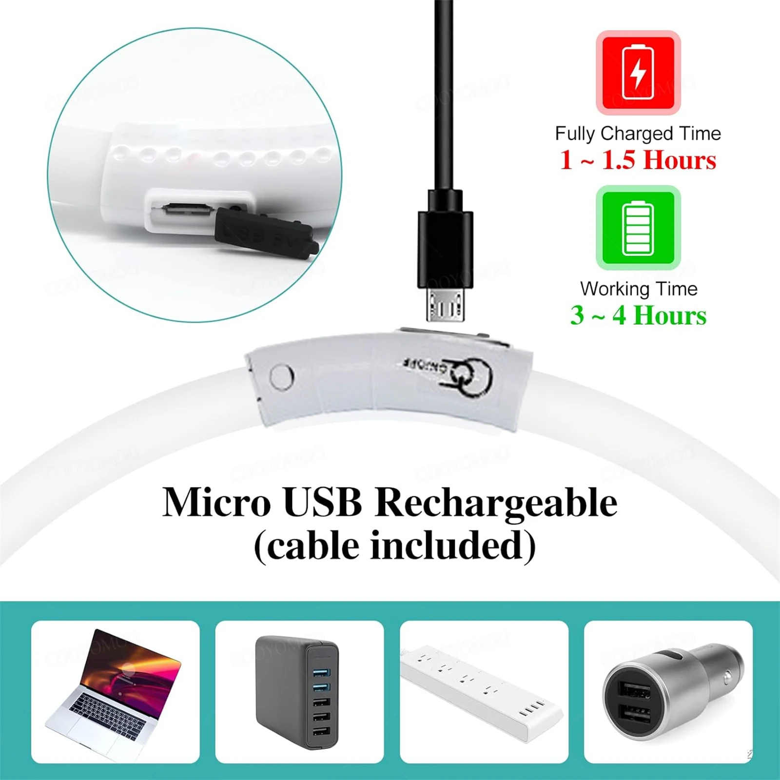 Collar de carga Luminou para perros, 4 modos, Led Usb, collares coloridos de silicona para gatos, brillo nocturno cortable, prevención de pérdida de mascotas, accesorios para perros - imagen 4