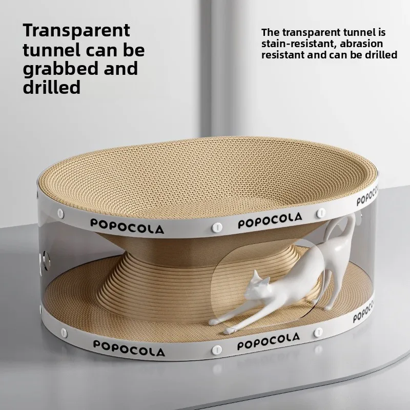 Túnel de nido para gatos creativo transparente, juguete multifuncional resistente al desgaste, tablero rascador para gatos, muebles para mascotas, productos, accesorios - imagen 2